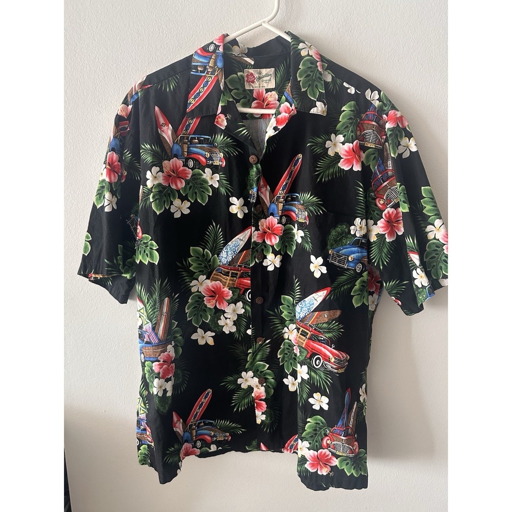 Hilo Hattie Shirt Men's XL Floral Surfboard Button Hawaiian Tiki USA VTG Resort